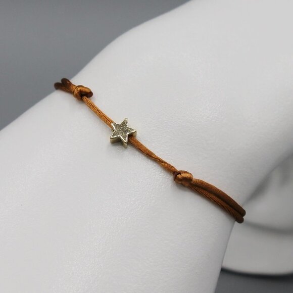 Jewelry star brown gold string bracelet adjustable fashion delicate brand new - Picture 3 of 7